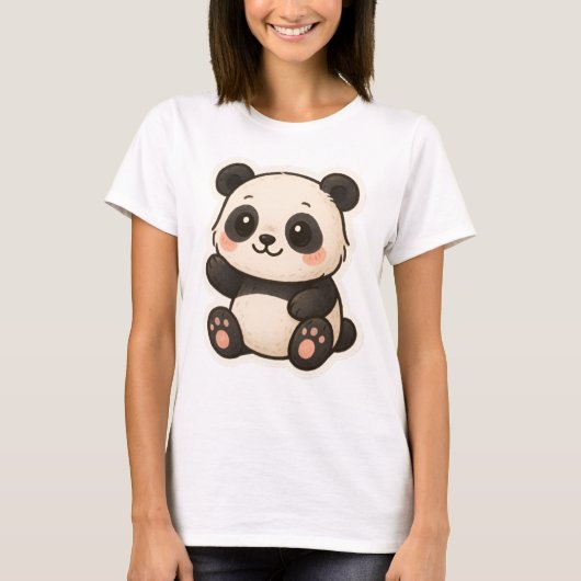 Schattige Kawaii Panda T-shirt (Voorkant)