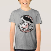 Schattige Kawaii Parel in een Open Schelp Tri-Blend Shirt (Voorkant)