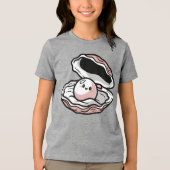 Schattige Kawaii Parel in een Open Schelp Tri-Blend Shirt (Voorkant)