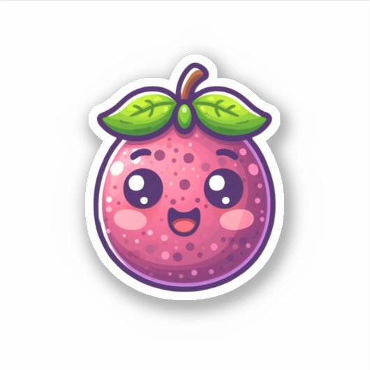 Schattige Kawaii passievrucht Sticker (Voorkant)