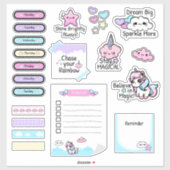 Schattige Kawaii Pastel Eenhoorn Planner Sticker B (Vel)