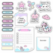 Schattige Kawaii Pastel Eenhoorn Planner Sticker B (Voorkant)