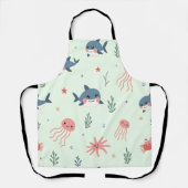 Schattige Kawaii Pastel Ocean Animals Pattern Schort (Voorkant)