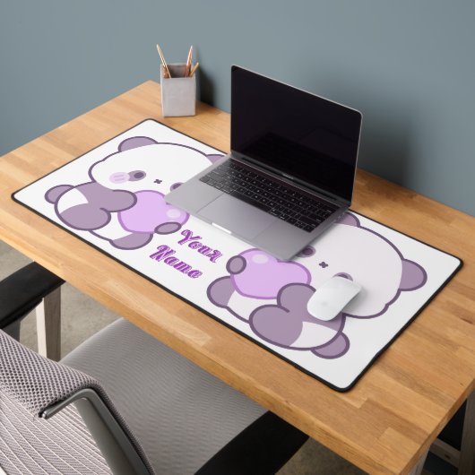 Schattige Kawaii Pastel Paarse Aangepaste Naam Pan Bureaumat (Kantoor 2)