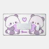 Schattige Kawaii Pastel Paarse Aangepaste Naam Pan Bureaumat (Keyboard & Muis)