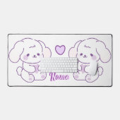 Schattige Kawaii Pastel Paarse Aangepaste Naam Pup Bureaumat (Keyboard & Muis)