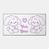 Schattige Kawaii Pastel Paarse Aangepaste Naam Pup Bureaumat (Voorkant)