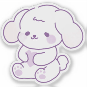 Schattige Kawaii Pastel Paarse Flopoor Puppy Hond Sticker