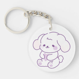 Schattige Kawaii Pastel Paarse Flopoor Puppyp Hond Sleutelhanger