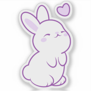 Schattige Kawaii Pastel Paarse Staande Konijn en H Sticker