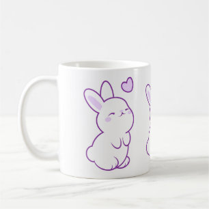 Schattige Kawaii Pastel Paarse Staande Konijn Hart Koffiemok