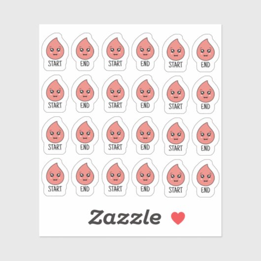Schattige Kawaii Periode Tracker Cyclus Menstruele Sticker (Vel)