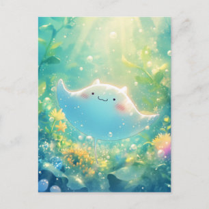Schattige Kawaii Pijlrog Onderwater Briefkaart