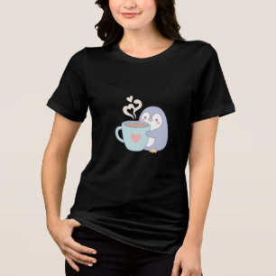 Schattige Kawaii Pinguïn die een koffiekopje met h Tri-Blend Shirt