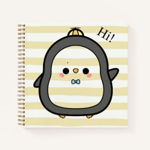 Schattige Kawaii Pinguïn Die Hallo Zegt Notitieboek