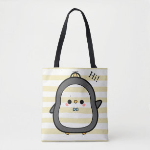 Schattige Kawaii Pinguïn Die Hoi Zegt Tote Bag