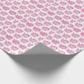 Schattige Kawaii Pink Dino Cadeaupapier (Hoek)