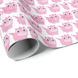 Schattige Kawaii Pink Dino Cadeaupapier