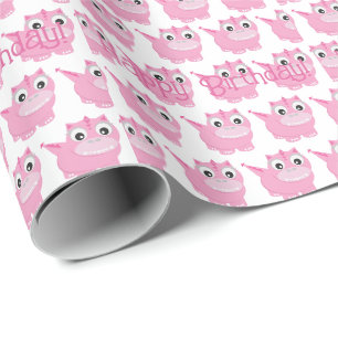 Schattige Kawaii Pink Dino Cadeaupapier