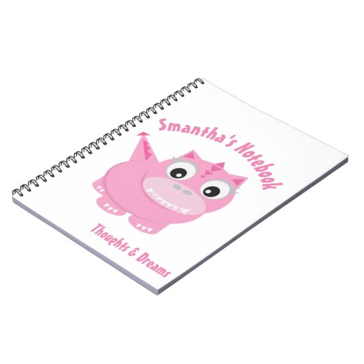 Schattige Kawaii Pink Dino Notitieboek (Linkerzijde)