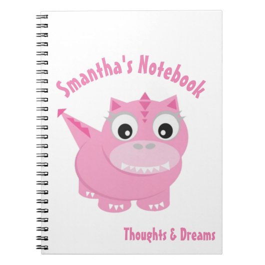 Schattige Kawaii Pink Dino Notitieboek (Voorkant)