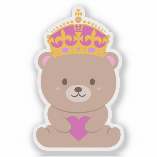 Schattige Kawaii Pink Royal Princess Beer Sticker (Voorkant)