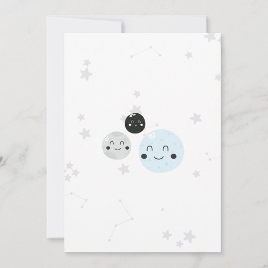 Schattige Kawaii Planet and Moons Baby shower Kaart (Achterkant)
