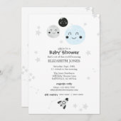 Schattige Kawaii Planet and Moons Baby shower Kaart (Voorkant / Achterkant)