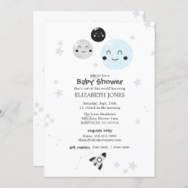 Schattige Kawaii Planet and Moons Baby shower Kaart