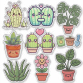 Schattige Kawaii Planten Sticker (Voorkant)