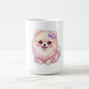 Schattige Kawaii Pomeranian Puppie Hond Paarse Str Koffiemok