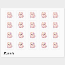 Schattige Kawaii Pomeranian Puppy Hond Paarse Stri