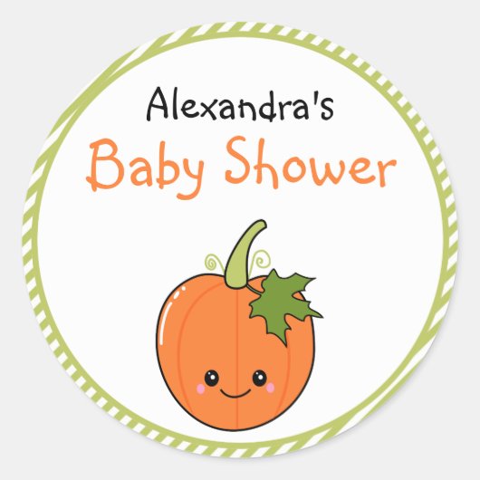 Schattige Kawaii pompoen Baby shower Ronde Sticker (Voorkant)