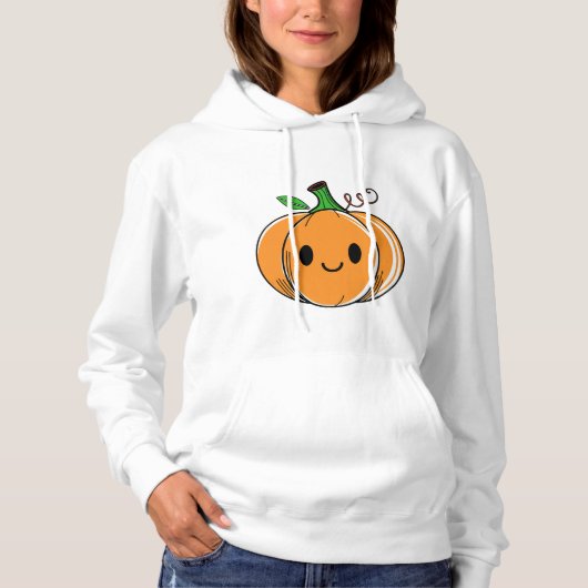 Schattige Kawaii pompoen Crop Hoodie (Voorkant)