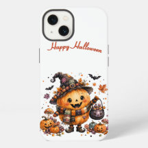 Schattige Kawaii Pompoen Heks Halloween Waterverf