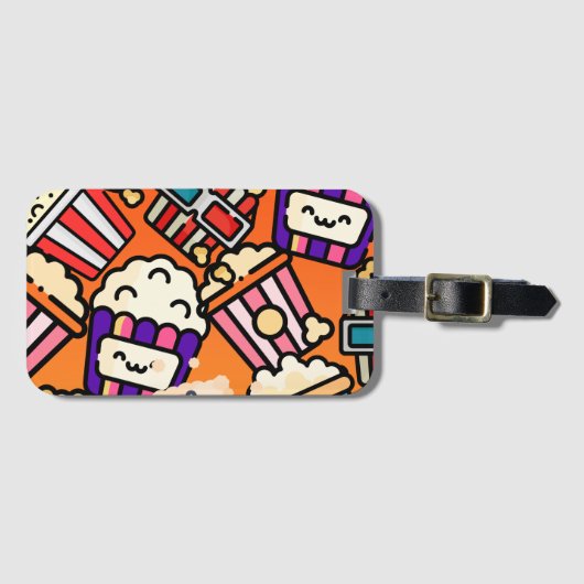 Schattige kawaii Popcorn iPhone / iPad hoesje Bagagelabel (Voorkant (horizontaal))