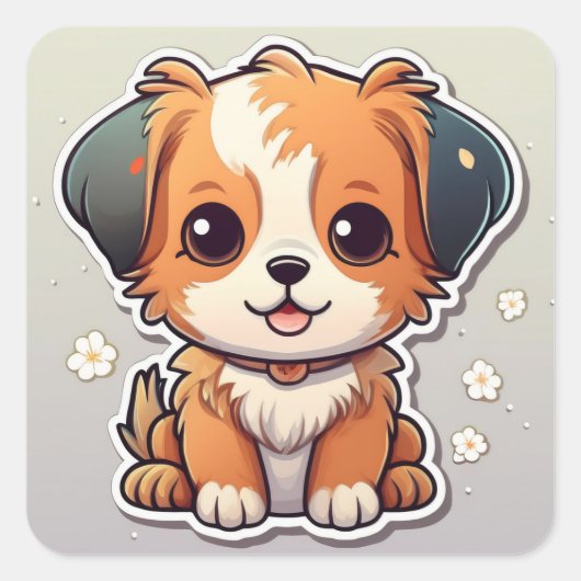 Schattige Kawaii Puppy Sticker (Voorkant)