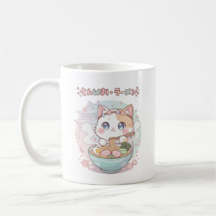 Schattige Kawaii Ramen Kat Anime Japan Pastel Koffiemok