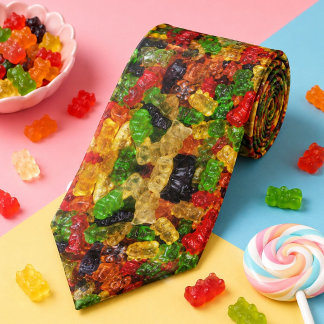 schattige kawaii regenboog kleurrijke snoepbeer gu stropdas