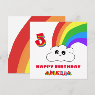Schattige Kawaii Regenboogwolk Kinderen Gelukkige Kaart