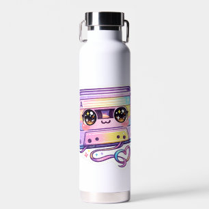 Schattige Kawaii Retro Cassettebandje Pastel Paars Waterfles