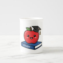 Schattige Kawaii Rode Appel met Afstudeerhoed Slim