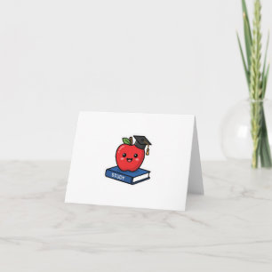 Schattige Kawaii Rode Appel met Afstudeerhoedje Sl Bedankkaart