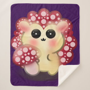 Schattige Kawaii Rode Paddenstoel Egeltje Art Sherpa Deken