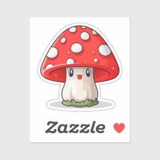 Schattige Kawaii Rood Pet Paddestoel Sticker