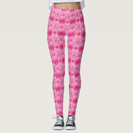 Schattige Kawaii Roze Strikken Meisjesachtig Leggings