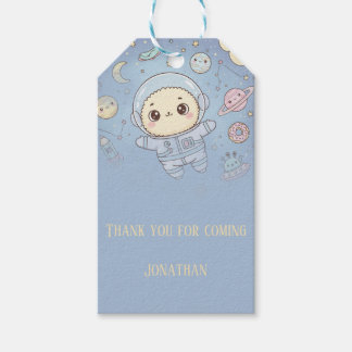 Schattige Kawaii Ruimte - Astronaut en Glimlachend Cadeaulabel