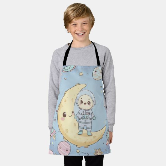 Schattige Kawaii Ruimte - Astronaut en Glimlachend Schort (Gedragen)