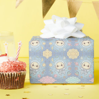 Schattige Kawaii Ruimte - Ruimtevaarder en Glimlac Cadeaupapier