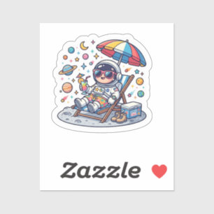 Schattige Kawaii Ruimtevaarder Zomer Strand Ruimte Sticker